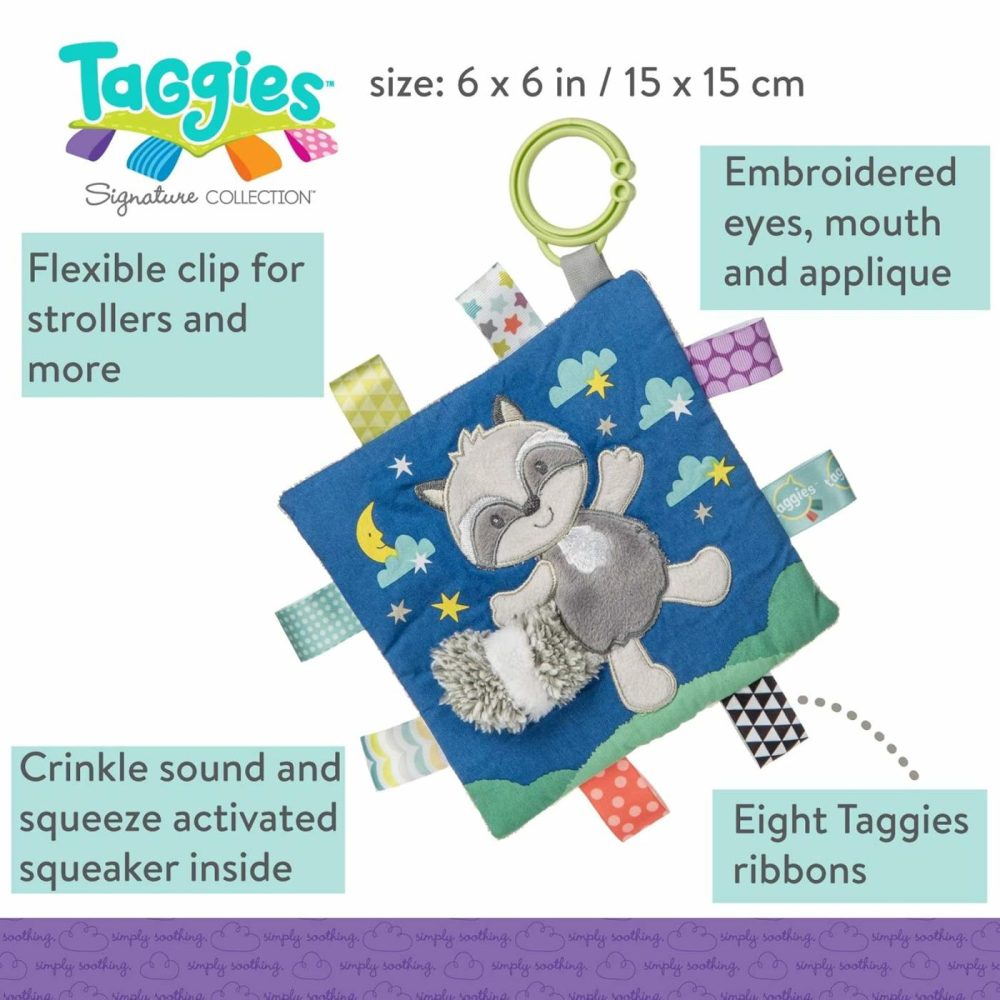 Soothing Sensory Crinkle Me Toy With Baby Paper And Squeaker  Harley Raccoon  6.5 X 6.5-Inches  |  Car Seat & Stroller Toys All Toys Car Seat & Stroller Toys