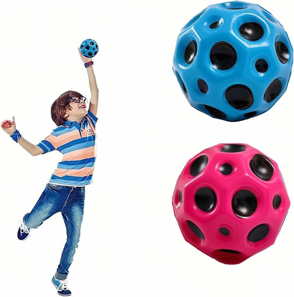 Space Balls Extreme High Bouncing Ball Meteor Space Ball,Rubber Bounce Ball Sensory Ball,Cool Tiktok Pop Bouncing Training Ball For Indoor Outdoor Play,Easy To Grip & Catch  |  Balls All Toys 2PCS