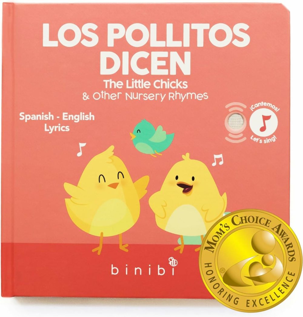 Spanish Musical Book For Babies & Toddlers 1-3 Los Pollitos Dicen & Other Nursery Rhymes | Spanish Learning For Kids | Bilingual Children’s Book | Sound Book | Libro En Español Para Bebés  |  Musical Toys All Toys Los Pollitos Dicen (Red)