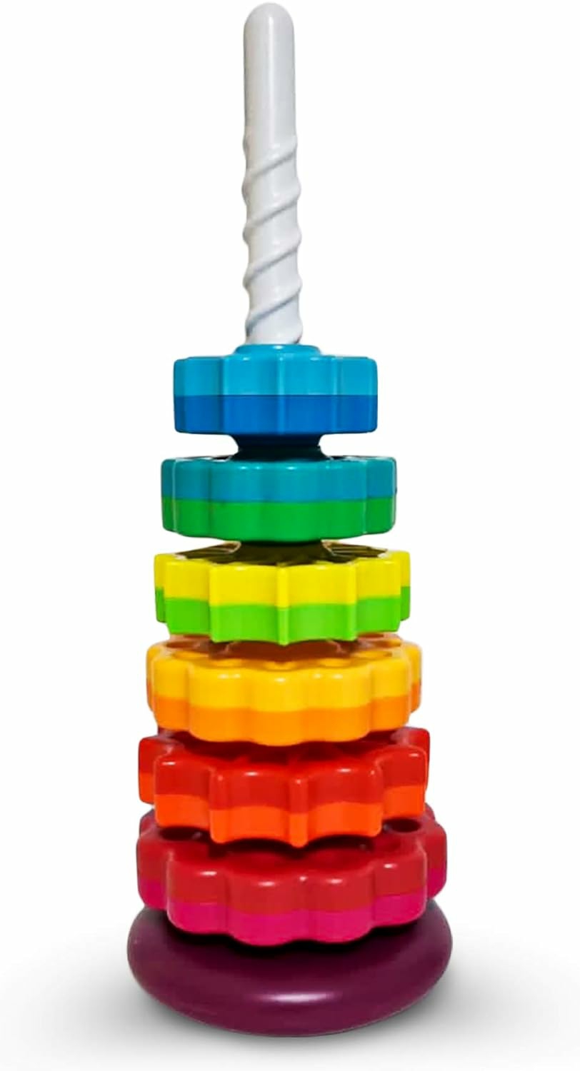 Spinning Toy – Premium Stacking Toy For Kids – Strong Abs Plastic – Rainbow Spinning Wheel Toy – Fun And Engaging Brain Development Toys For Kids  |  Sorting & Stacking Toys All Toys Sorting & Stacking Toys