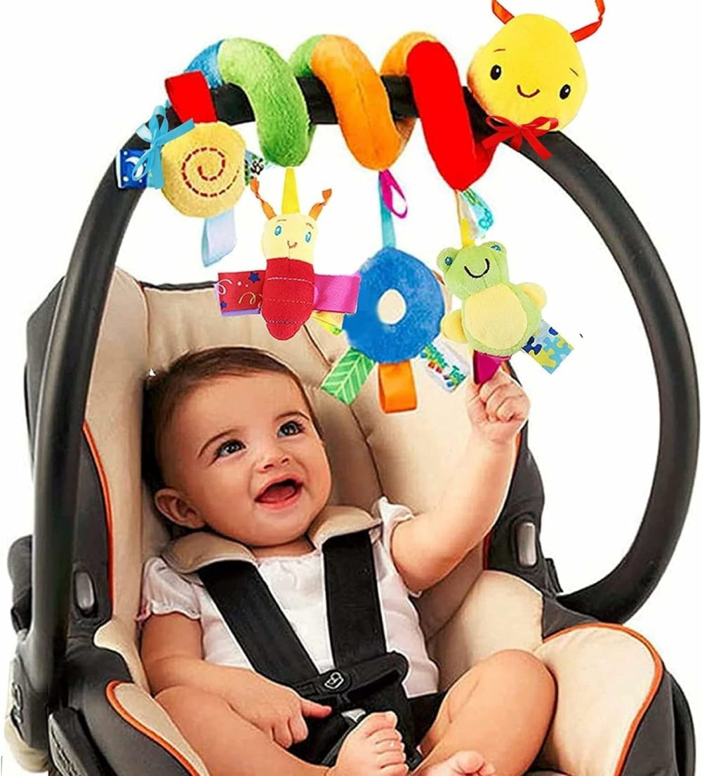 Spiral Car Seat & Stroller Activity Toy – Baby Sensory Toys Soft Hanging Toys For Babies 0-12 Months Boys Girls Carseat Crib Stroller  With Ringing Bell  Music  |  Car Seat & Stroller Toys All Toys Car Seat & Stroller Toys