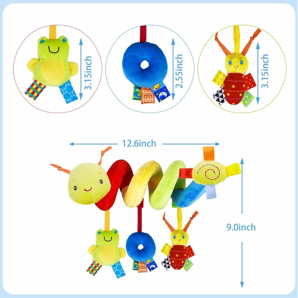 Spiral Car Seat & Stroller Activity Toy – Baby Sensory Toys Soft Hanging Toys For Babies 0-12 Months Boys Girls Carseat Crib Stroller  With Ringing Bell  Music  |  Car Seat & Stroller Toys All Toys Car Seat & Stroller Toys