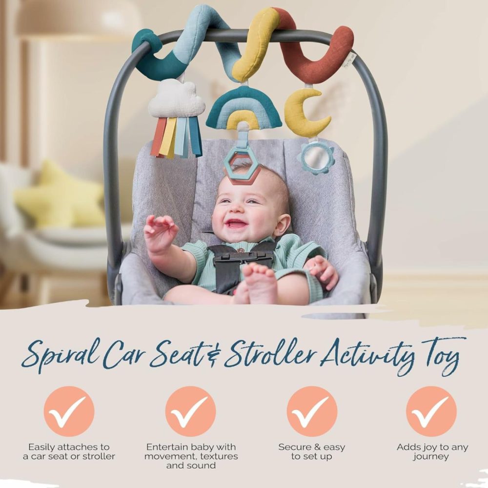 Spiral Car Seat & Stroller Activity Toy – Stroller & Car Seat Toys For Ages 0 Months And Up – Hanging Toys Include Clinking Rings  Mirror And Textured Ribbons (Rainbow)  |  Car Seat & Stroller Toys All Toys Car Seat & Stroller Toys