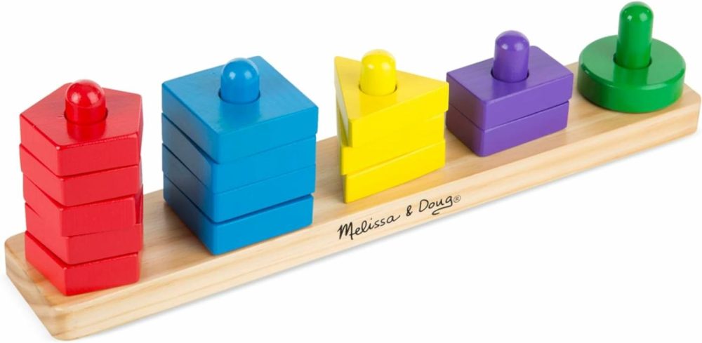 Stack And Sort Board – Wooden Educational Toy For Age 2+ Years With 15 Solid Wood Pieces  |  Sorting & Stacking Toys All Toys Sorting & Stacking Toys