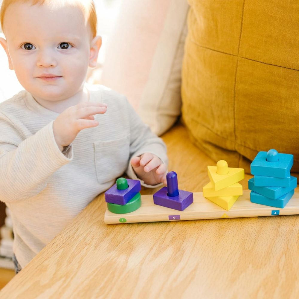 Stack And Sort Board – Wooden Educational Toy For Age 2+ Years With 15 Solid Wood Pieces  |  Sorting & Stacking Toys All Toys Sorting & Stacking Toys