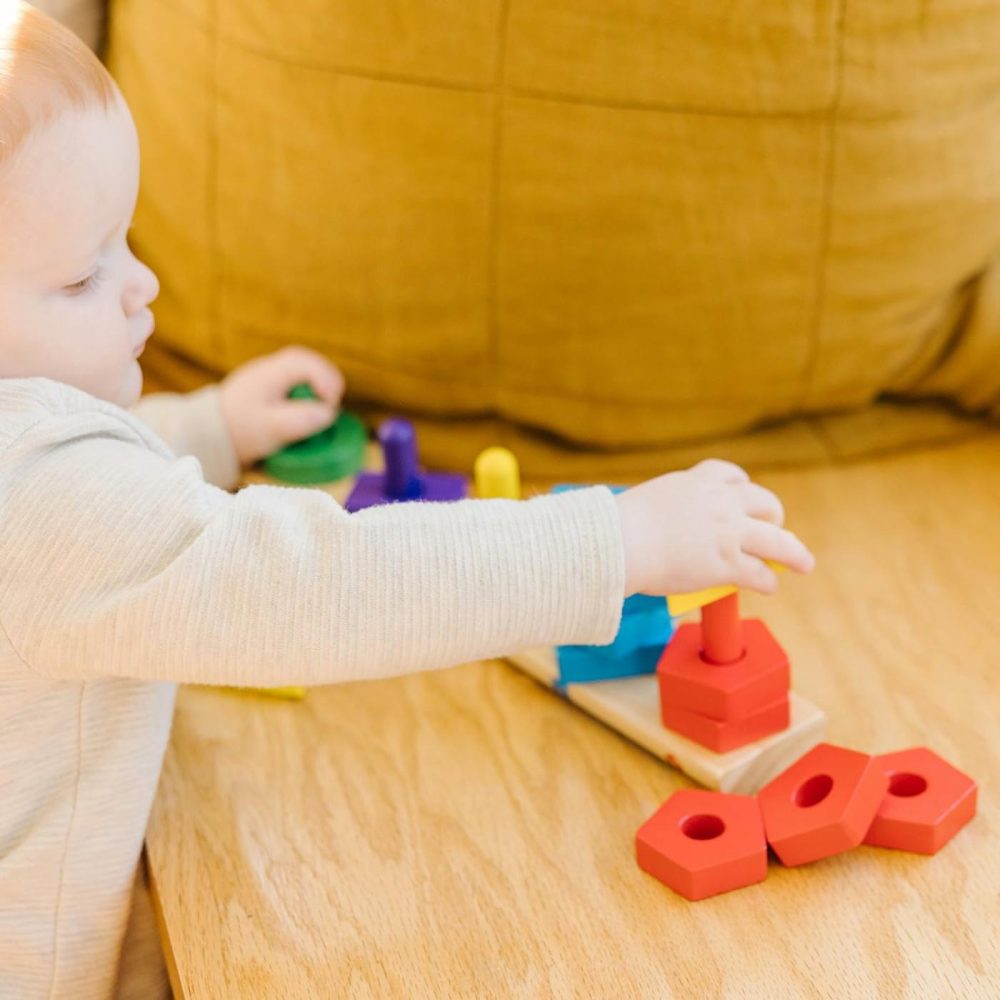 Stack And Sort Board – Wooden Educational Toy For Age 2+ Years With 15 Solid Wood Pieces  |  Sorting & Stacking Toys All Toys Sorting & Stacking Toys