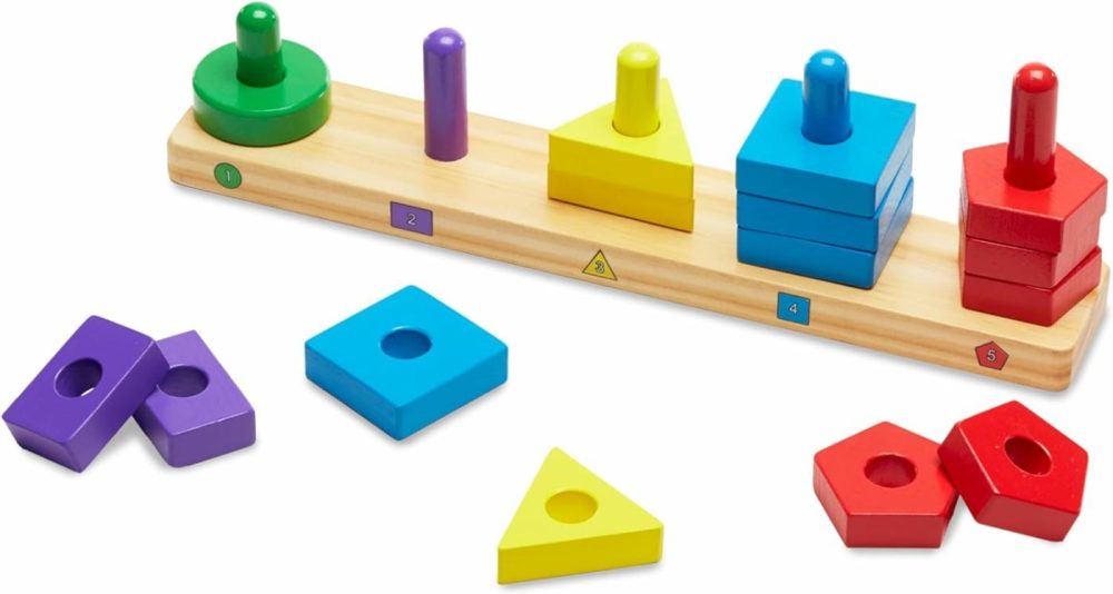 Stack And Sort Board – Wooden Educational Toy For Age 2+ Years With 15 Solid Wood Pieces  |  Sorting & Stacking Toys All Toys Sorting & Stacking Toys