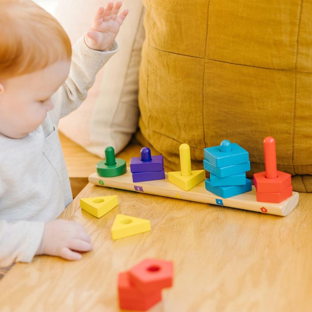 Stack And Sort Board – Wooden Educational Toy For Age 2+ Years With 15 Solid Wood Pieces  |  Sorting & Stacking Toys All Toys Sorting & Stacking Toys