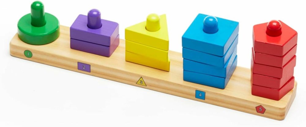 Stack And Sort Board – Wooden Educational Toy For Age 2+ Years With 15 Solid Wood Pieces  |  Sorting & Stacking Toys All Toys Sorting & Stacking Toys