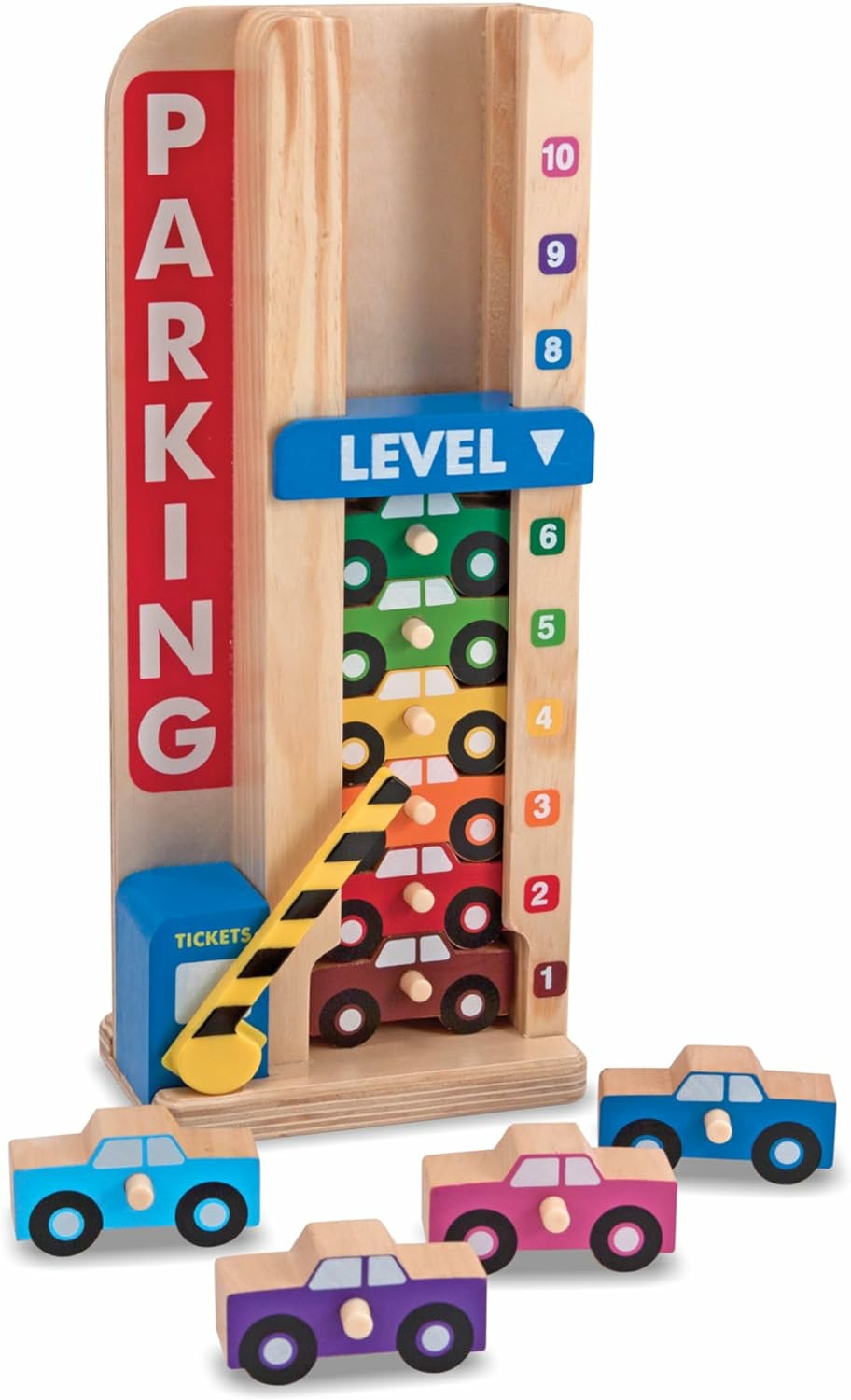 Stack & Count Wooden Parking Garage With 10 Cars  |  Sorting & Stacking Toys All Toys Sorting & Stacking Toys