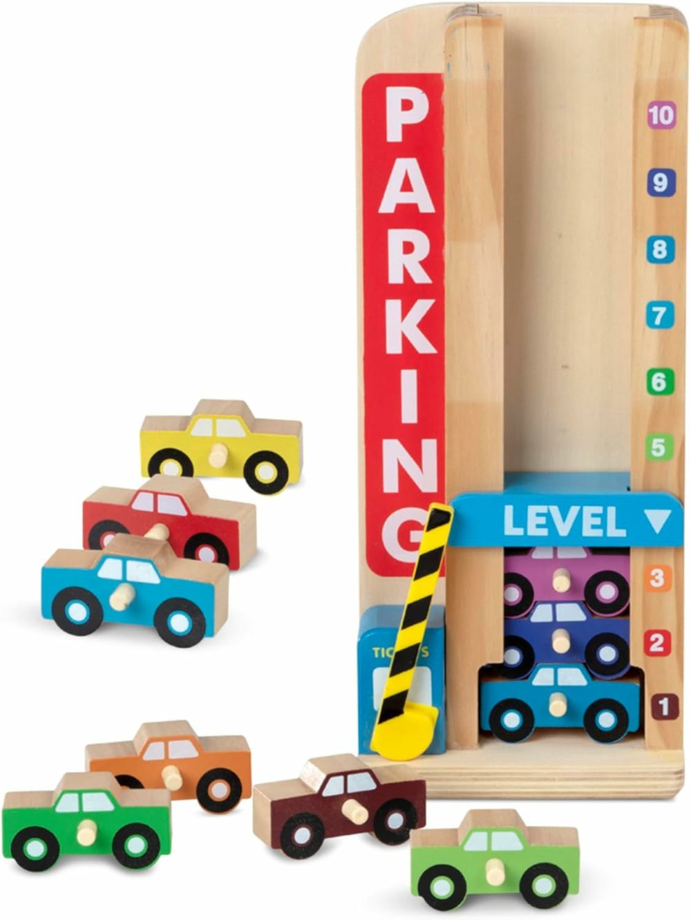 Stack & Count Wooden Parking Garage With 10 Cars  |  Sorting & Stacking Toys All Toys Sorting & Stacking Toys