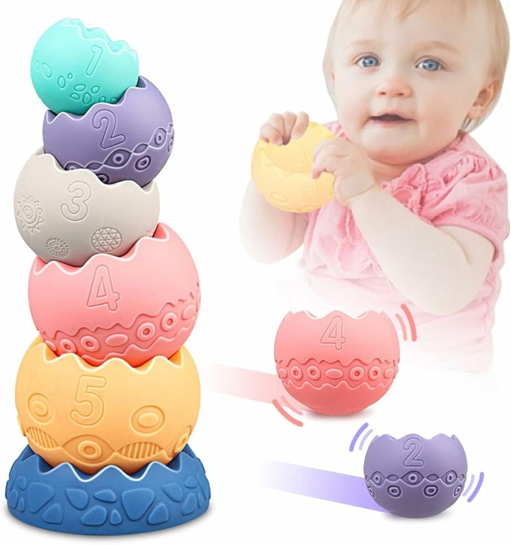 Stacking Balls Soft Toys For Babies 6 12 18 Months 1 Year Old Girls Boys – Toddlers Sensory Educational Montessori Baby Blocks – Infant Newborn Developmental Teething Learning Stacker Cups  |  Sorting & Stacking Toys All Toys Sorting & Stacking Toys