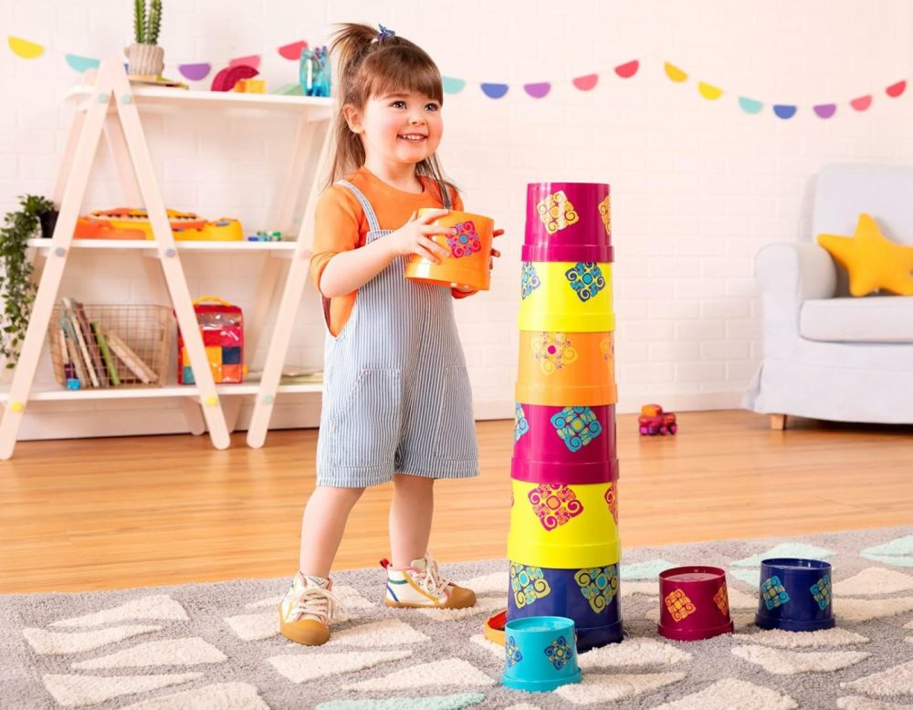 Stacking Buckets – 10 Pcs – Sort & Stack Colorful Nesting Cups – Bath & Backyard – Stackable Learning Toy – Toddler  Kids –Bazillion Buckets- 18 Months +  |  Sorting & Stacking Toys All Toys Sorting & Stacking Toys