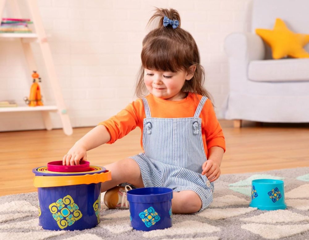 Stacking Buckets – 10 Pcs – Sort & Stack Colorful Nesting Cups – Bath & Backyard – Stackable Learning Toy – Toddler  Kids –Bazillion Buckets- 18 Months +  |  Sorting & Stacking Toys All Toys Sorting & Stacking Toys