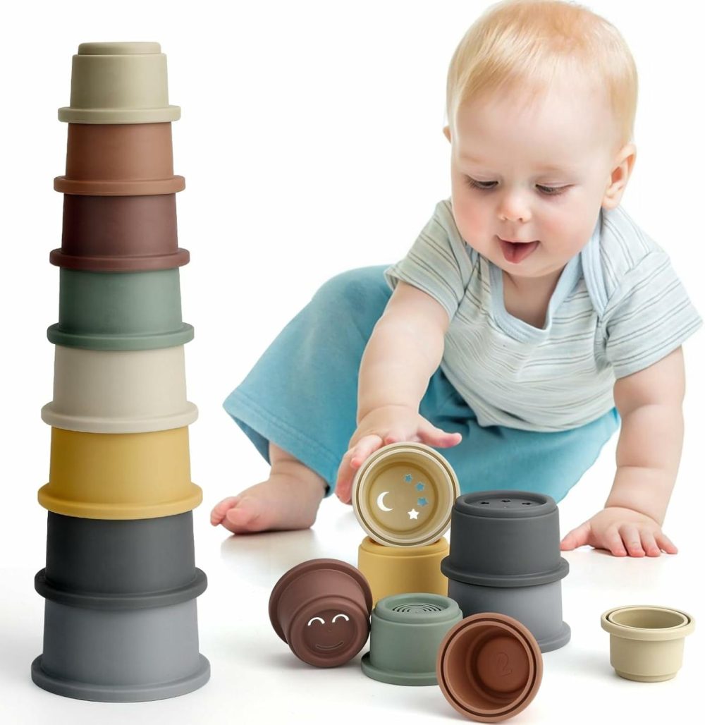 Stacking Cups Baby Building Toy  Nesting Cup Early Educational Toddlers Stacking Toy  8 Pcs With Numbers & Pattern  Fun For Kid Baby 6-12 Months Play For Indoor/Outdoor/Bathtub/Beach  |  Sorting & Stacking Toys All Toys Sorting & Stacking Toys