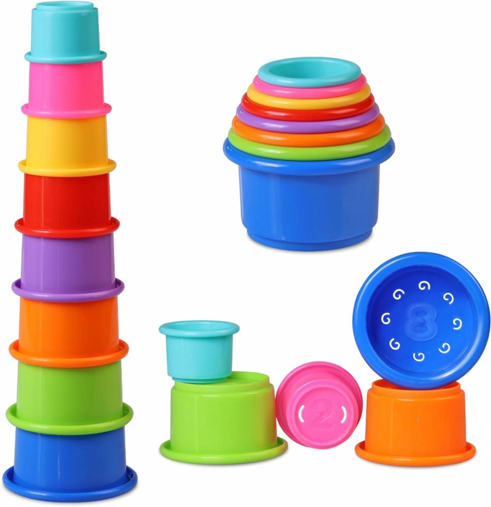 Stacking Cups Baby Toy Educational Cup Stacking Set 8-Pc Stackable Cups With Number Rainbow Nesting Cups For Babies 6-12 Months Stacking Cups For Toddlers 1-3 Perfect For Indoor/Outdoor  |  Sorting & Stacking Toys All Toys Sorting & Stacking Toys