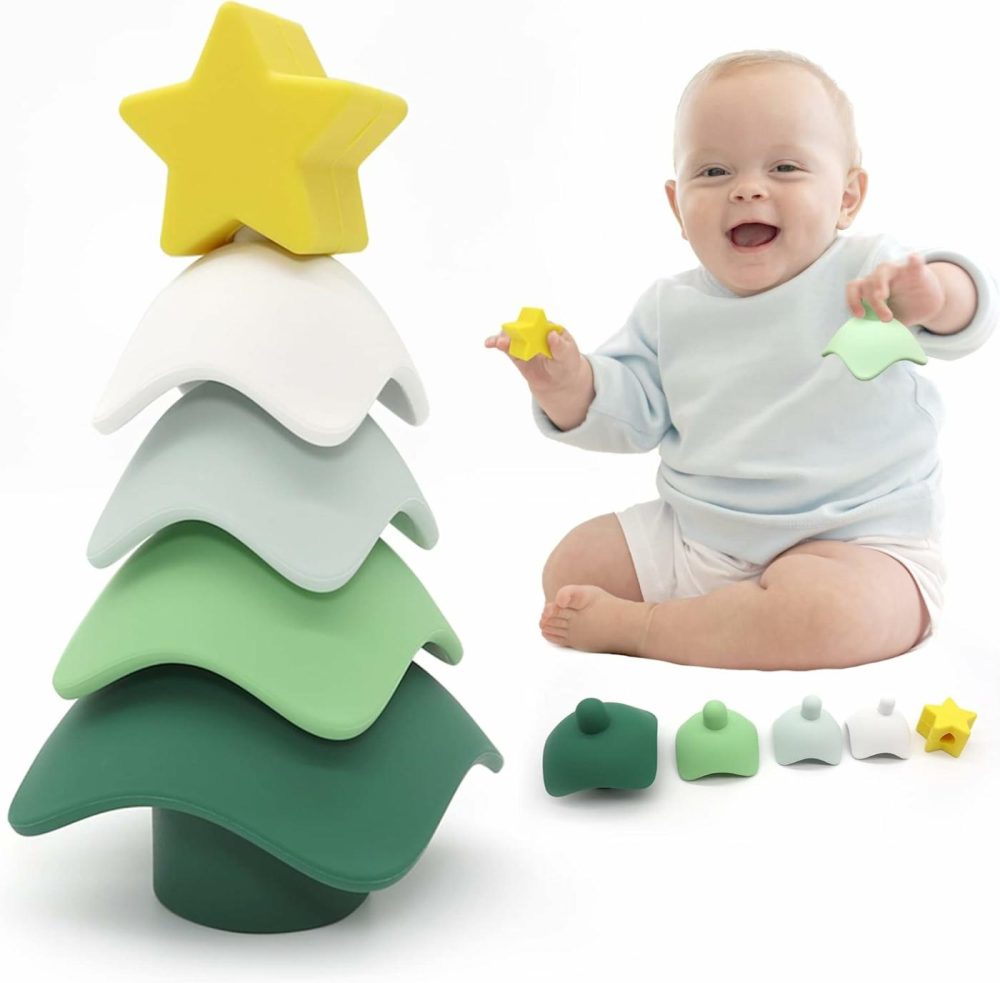 Stacking & Nesting Toy  Christmas Toys For Babies Silicone Block Toys  Soft Building Rings Stacker & Teethers Sensory Montessori Toys For Toddlers Kids  Xmas Gift Tabletop Decoration(Christmas Tree)  |  Sorting & Stacking Toys All Toys Christmas Tree