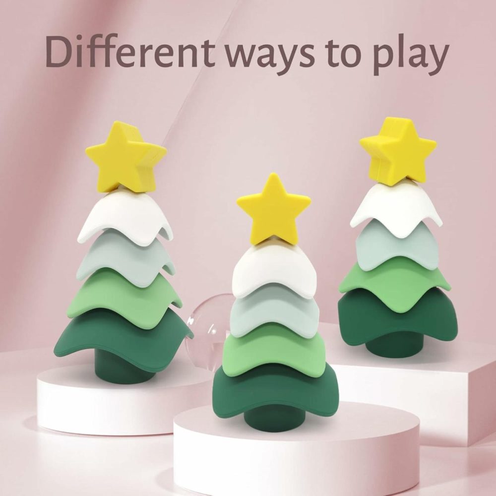 Stacking & Nesting Toy  Christmas Toys For Babies Silicone Block Toys  Soft Building Rings Stacker & Teethers Sensory Montessori Toys For Toddlers Kids  Xmas Gift Tabletop Decoration(Christmas Tree)  |  Sorting & Stacking Toys All Toys Christmas Tree