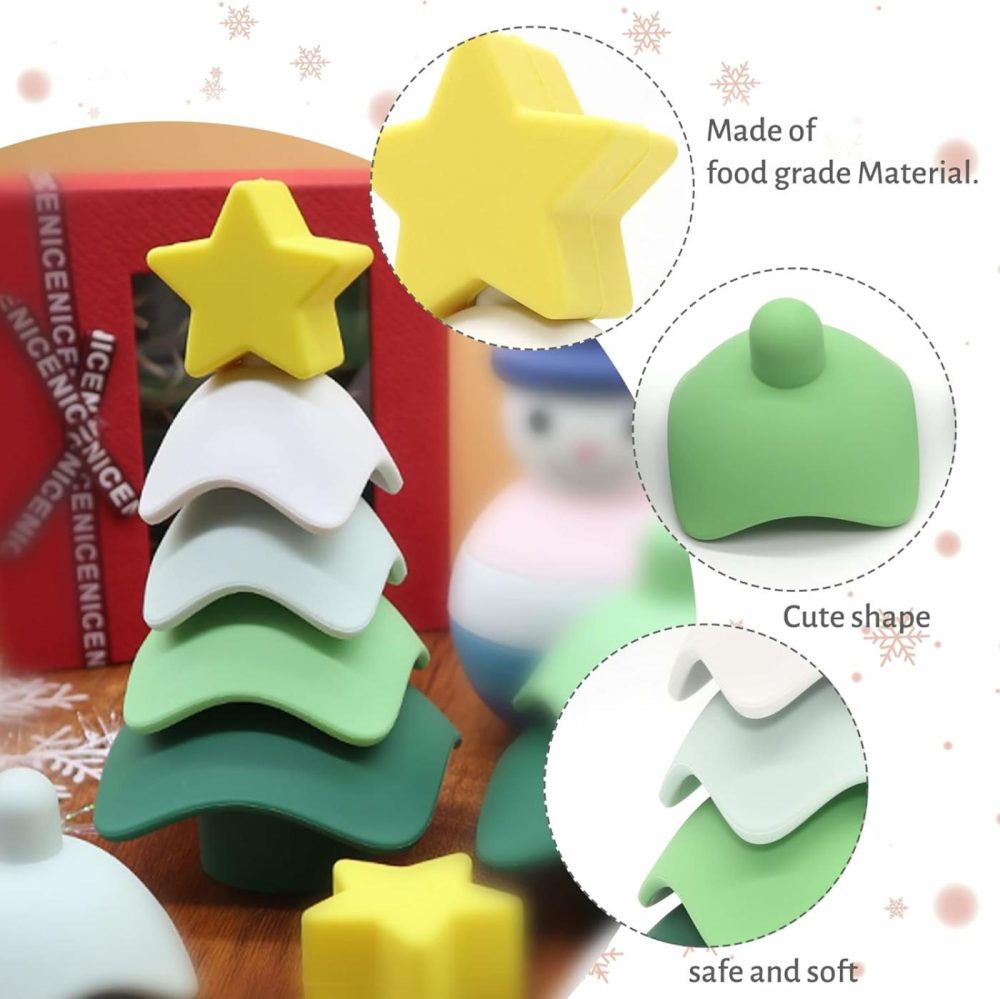 Stacking & Nesting Toy  Christmas Toys For Babies Silicone Block Toys  Soft Building Rings Stacker & Teethers Sensory Montessori Toys For Toddlers Kids  Xmas Gift Tabletop Decoration(Christmas Tree)  |  Sorting & Stacking Toys All Toys Christmas Tree