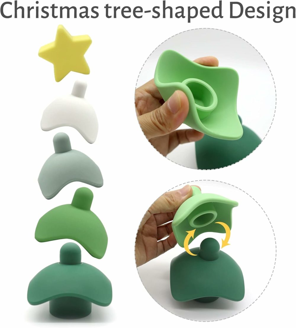 Stacking & Nesting Toy  Christmas Toys For Babies Silicone Block Toys  Soft Building Rings Stacker & Teethers Sensory Montessori Toys For Toddlers Kids  Xmas Gift Tabletop Decoration(Christmas Tree)  |  Sorting & Stacking Toys All Toys Christmas Tree