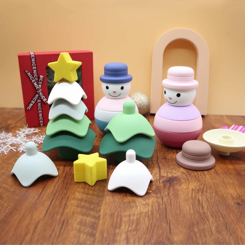 Stacking & Nesting Toy  Christmas Toys For Babies Silicone Block Toys  Soft Building Rings Stacker & Teethers Sensory Montessori Toys For Toddlers Kids  Xmas Gift Tabletop Decoration(Christmas Tree)  |  Sorting & Stacking Toys All Toys Christmas Tree