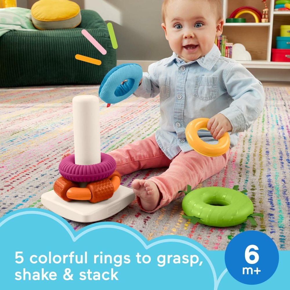 Stacking Toy Sensory Rock-A-Stack Rings With Fine Motor Activities On Roly-Poly Base For Infants Ages 6+ Months  |  Sorting & Stacking Toys All Toys Sorting & Stacking Toys