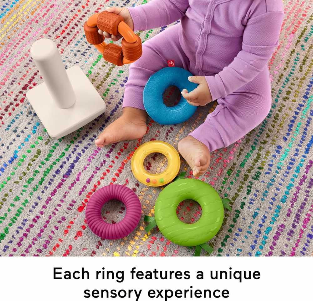 Stacking Toy Sensory Rock-A-Stack Rings With Fine Motor Activities On Roly-Poly Base For Infants Ages 6+ Months  |  Sorting & Stacking Toys All Toys Sorting & Stacking Toys