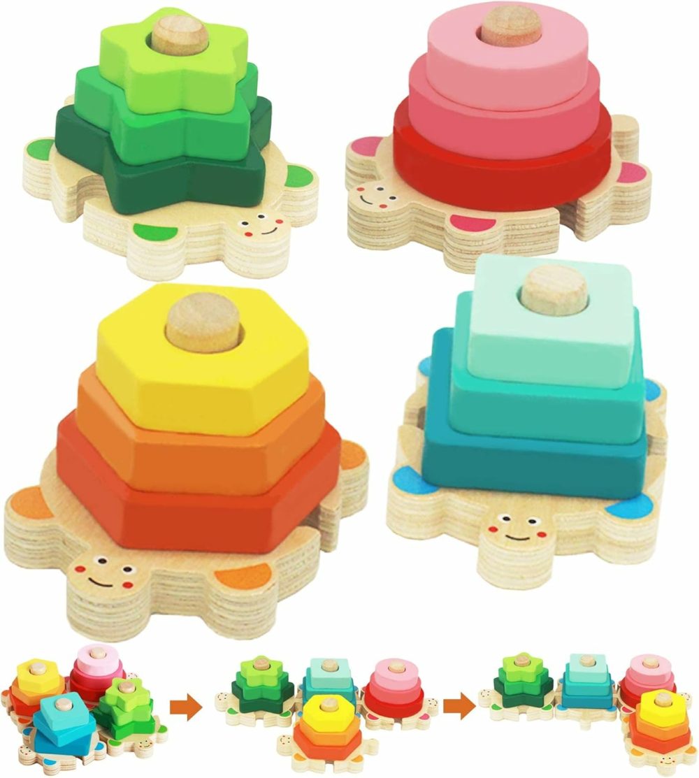 Stacking Toys For Toddlers 1-3  Montessori Shape Sorter Baby Toys 12-18 Months  Wooden Block Educational Puzzle Toys For Boys Girls 1 2 3 4 Year Old Preschool Learning Gifts  |  Sorting & Stacking Toys All Toys Sorting & Stacking Toys