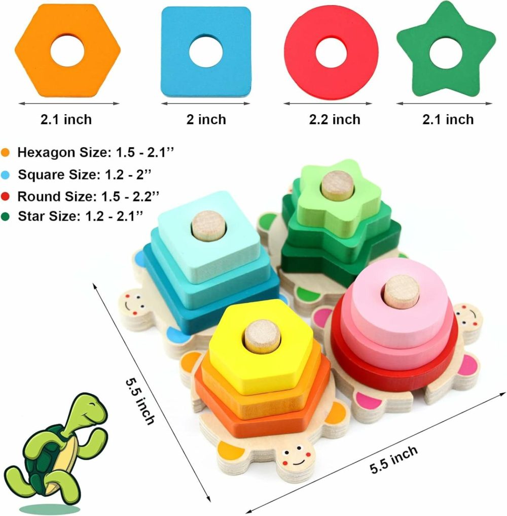 Stacking Toys For Toddlers 1-3  Montessori Shape Sorter Baby Toys 12-18 Months  Wooden Block Educational Puzzle Toys For Boys Girls 1 2 3 4 Year Old Preschool Learning Gifts  |  Sorting & Stacking Toys All Toys Sorting & Stacking Toys