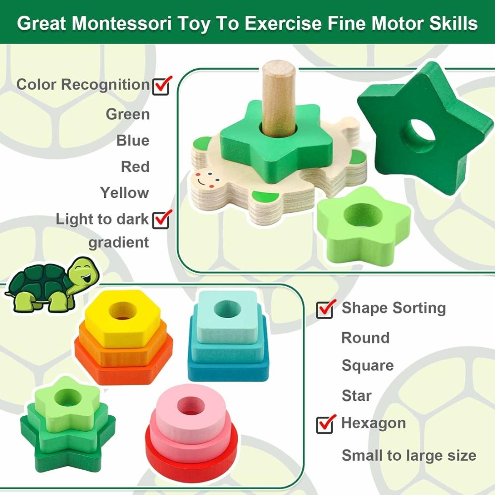 Stacking Toys For Toddlers 1-3  Montessori Shape Sorter Baby Toys 12-18 Months  Wooden Block Educational Puzzle Toys For Boys Girls 1 2 3 4 Year Old Preschool Learning Gifts  |  Sorting & Stacking Toys All Toys Sorting & Stacking Toys