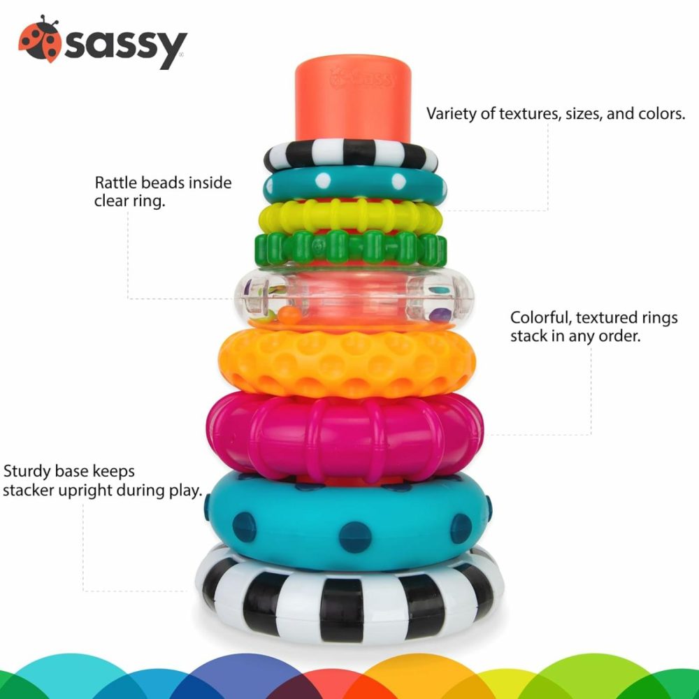 Stacks Of Circles Stacking Ring Stem Learning Toy  Age 6+ Months  Multi  9 Piece Set  |  Sorting & Stacking Toys All Toys Sorting & Stacking Toys