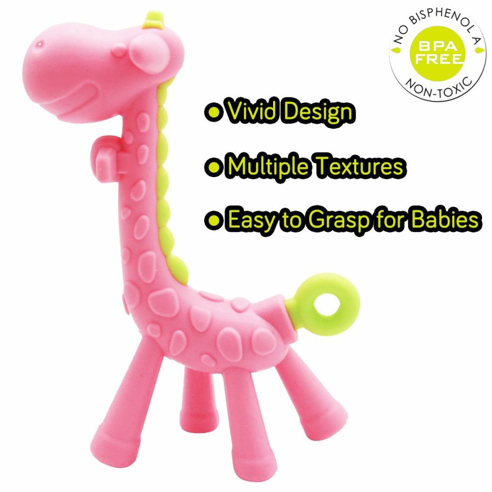 Stand-Up Teething Toys For Babies 0-6 Months 6-12 Months – Teethers With 2 × Baby Fruit Feeders And 4 × Baby Teether – Bpa Free/Freezer Free – Different Soft Textures For Infant And Toddlers (Pink)  |  Teethers All Toys Pink