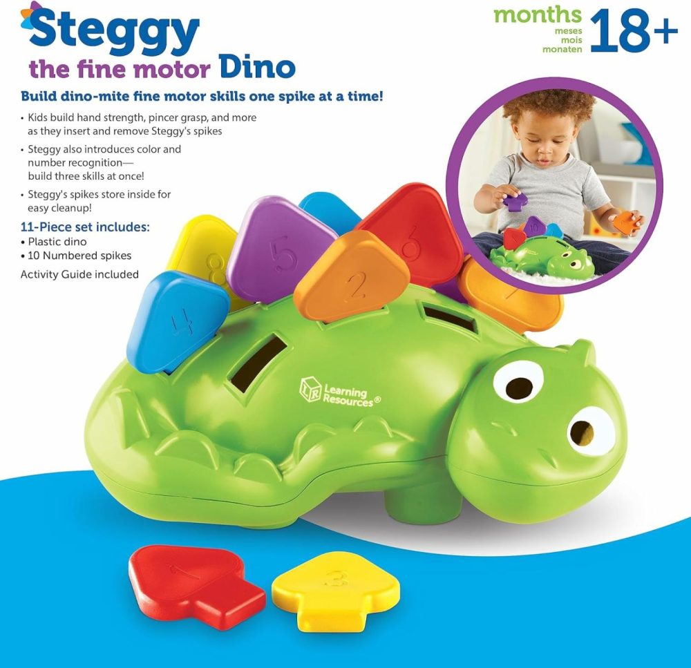 Steggy The Fine Motor Dino – 11 Pieces  Ages 18+ Months Toddler Learning Toys  Fine Motor And Sensory Toy  Toddler Montessori Toys  Dino Toys  Preschool Toys  |  Sorting & Stacking Toys All Toys Sorting & Stacking Toys