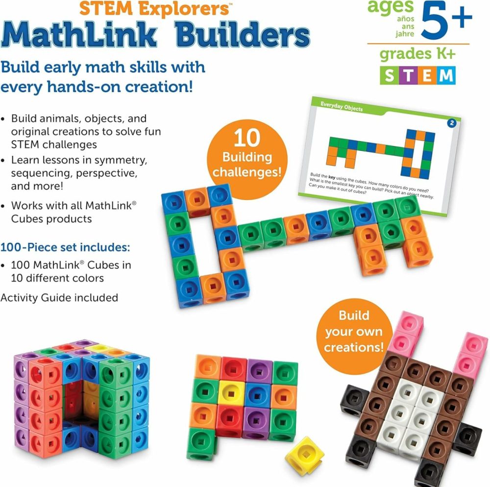 Stem Explorers Mathlink Builders – 100 Pieces  Ages 5+  Kindergarten Stem Activities  Math Activity Set And Games For Kids  Linking Cubes  Connecting Cubes  |  Activity Cubes Activity Cubes Activity Cubes