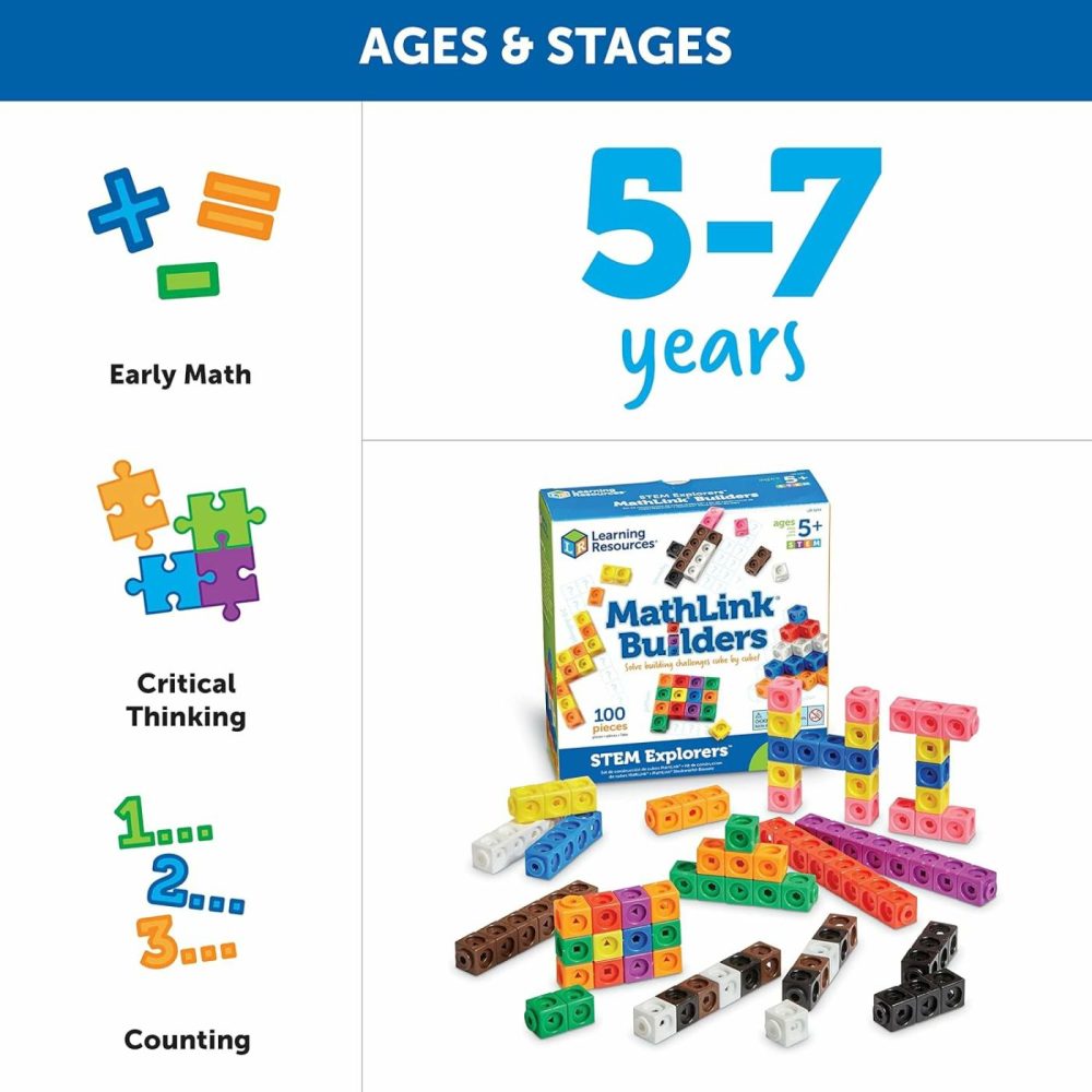 Stem Explorers Mathlink Builders – 100 Pieces  Ages 5+  Kindergarten Stem Activities  Math Activity Set And Games For Kids  Linking Cubes  Connecting Cubes  |  Activity Cubes Activity Cubes Activity Cubes