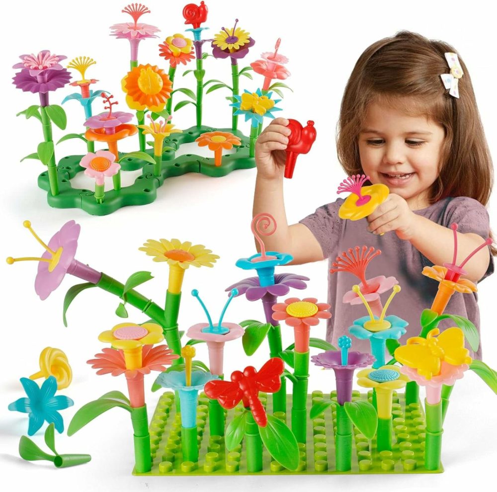 Stem Toddler Birthday Gifts For Age 3 4 5 6 Year Old Girls – Flower Garden Building Toys For Preschool Educational Activity  Floral Gardening Pretend Kit  |  Sorting & Stacking Toys All Toys 151pcs