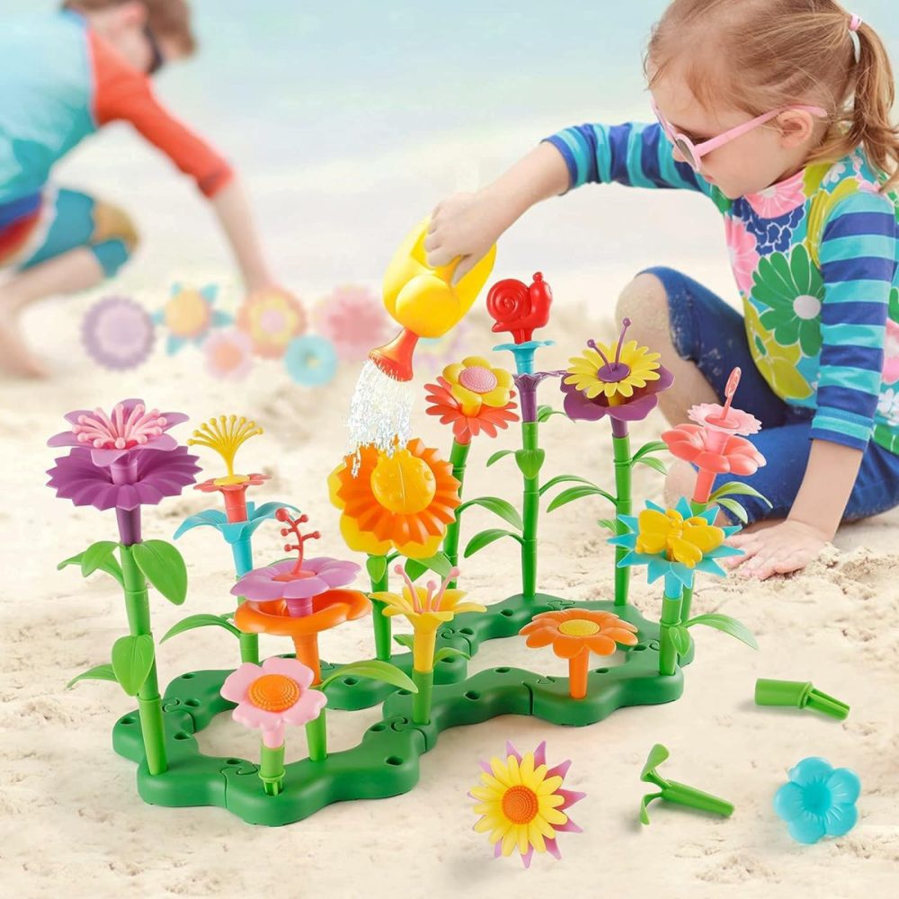 Stem Toddler Birthday Gifts For Age 3 4 5 6 Year Old Girls – Flower Garden Building Toys For Preschool Educational Activity  Floral Gardening Pretend Kit  |  Sorting & Stacking Toys All Toys 151pcs