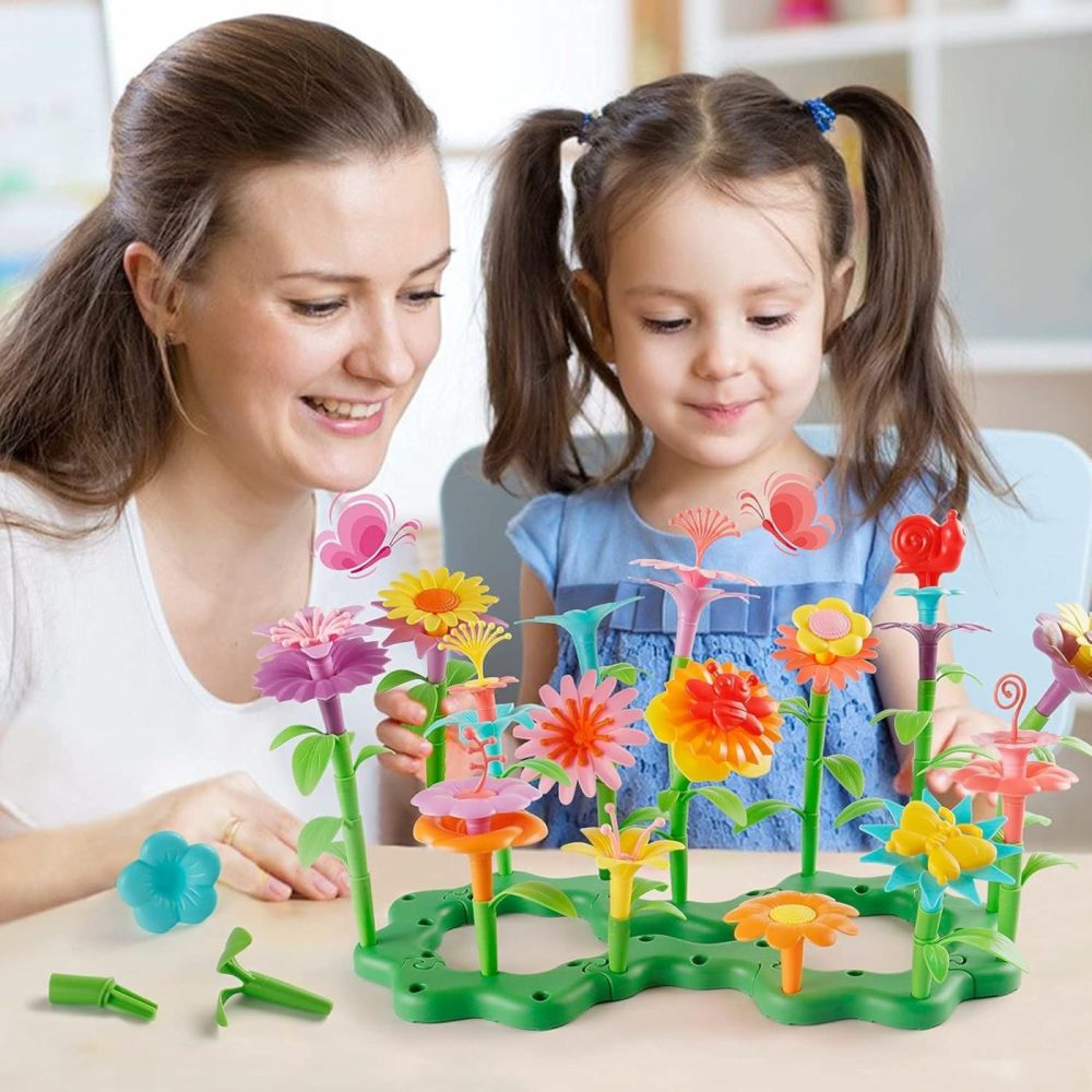 Stem Toddler Birthday Gifts For Age 3 4 5 6 Year Old Girls – Flower Garden Building Toys For Preschool Educational Activity  Floral Gardening Pretend Kit  |  Sorting & Stacking Toys All Toys 151pcs