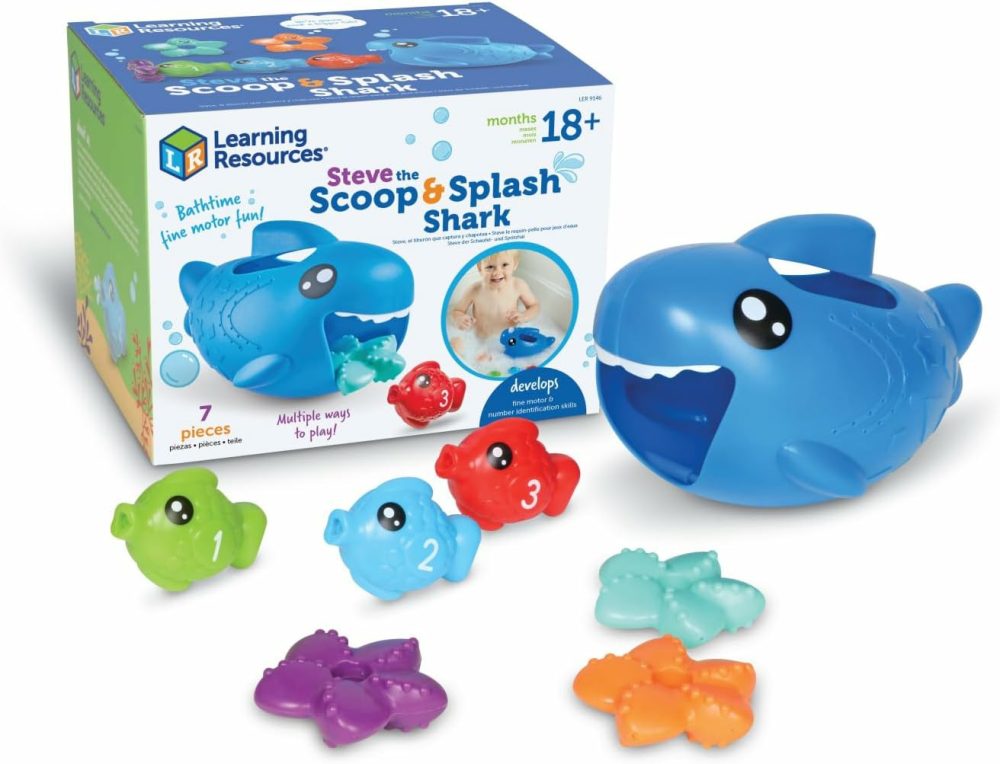 Steve The Scoop & Splash Shark  7 Pieces  Ages 18 Months+  Toddler Learning Toys  Baby Toys ,Toddler Bathtub,Pool Toys  Water Toys  |  Bath Toys All Toys Bath Toys