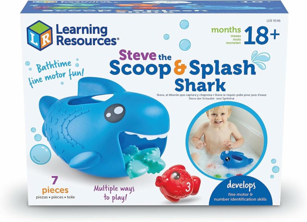 Steve The Scoop & Splash Shark  7 Pieces  Ages 18 Months+  Toddler Learning Toys  Baby Toys ,Toddler Bathtub,Pool Toys  Water Toys  |  Bath Toys All Toys Bath Toys