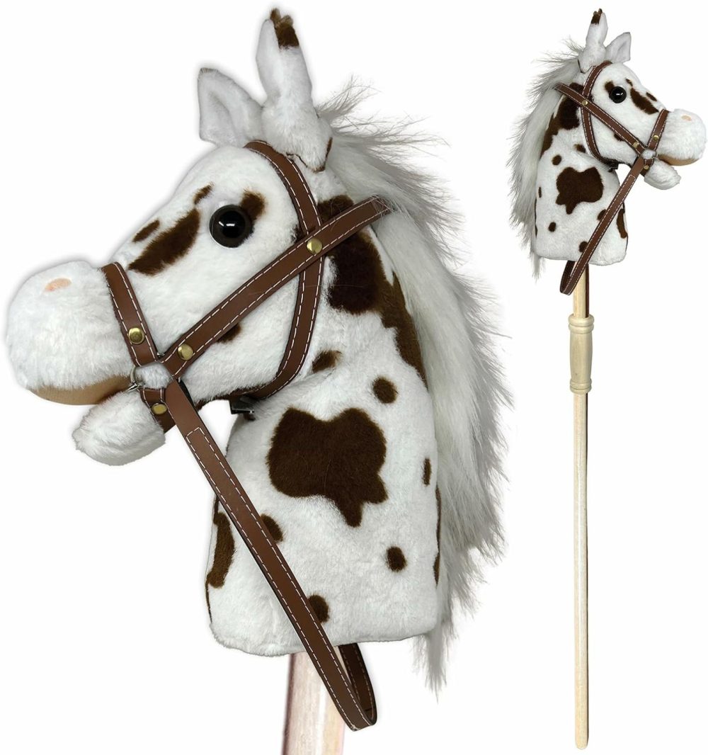 Stick Horse | Plush Handcrafted Hobby Horse | Stick Pony Provides Fun Pretend Play For Toddlers & Preschoolers | Handsewn  Wood  Sound Effects | Pinto Style  |  Stick Horses All Toys Stick Horses