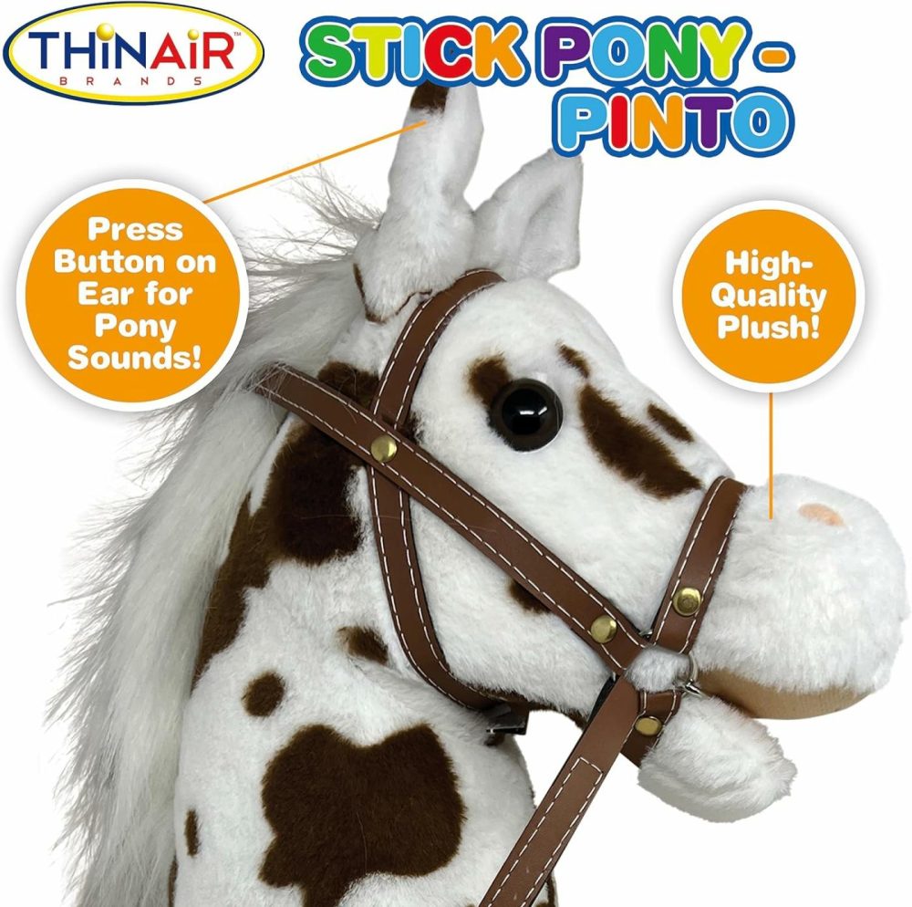 Stick Horse | Plush Handcrafted Hobby Horse | Stick Pony Provides Fun Pretend Play For Toddlers & Preschoolers | Handsewn  Wood  Sound Effects | Pinto Style  |  Stick Horses All Toys Stick Horses