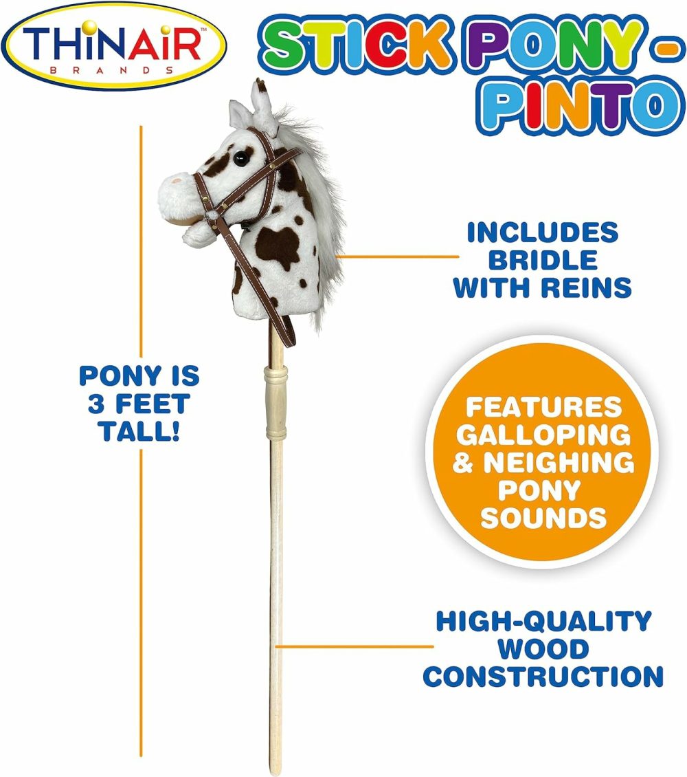 Stick Horse | Plush Handcrafted Hobby Horse | Stick Pony Provides Fun Pretend Play For Toddlers & Preschoolers | Handsewn  Wood  Sound Effects | Pinto Style  |  Stick Horses All Toys Stick Horses