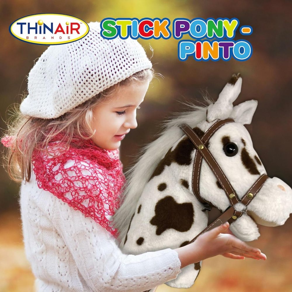 Stick Horse | Plush Handcrafted Hobby Horse | Stick Pony Provides Fun Pretend Play For Toddlers & Preschoolers | Handsewn  Wood  Sound Effects | Pinto Style  |  Stick Horses All Toys Stick Horses