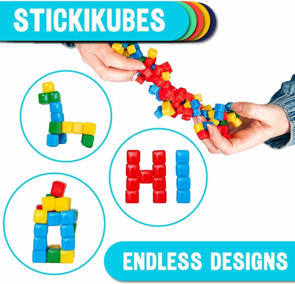 Stickikubes – Mini Stacking Cubes That Stick To Anything – 125 Cubes In 4 Colors – Plastic Tub – Non Toxic Kid Safe  |  Sorting & Stacking Toys All Toys Sorting & Stacking Toys