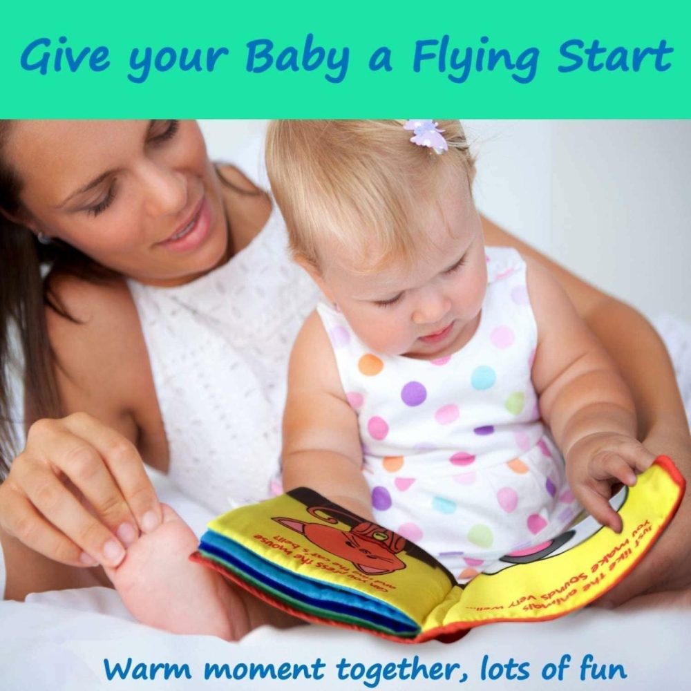 Stimulating Baby Books 0-6 Months And 6-12 Months Infants | Crinkle Books For Babies Makes Great Toys Gift For 1 Year Old | Soft Cloth Animals Baby Books For Baby Gift  |  Early Development & Activity Toys All Toys Blue