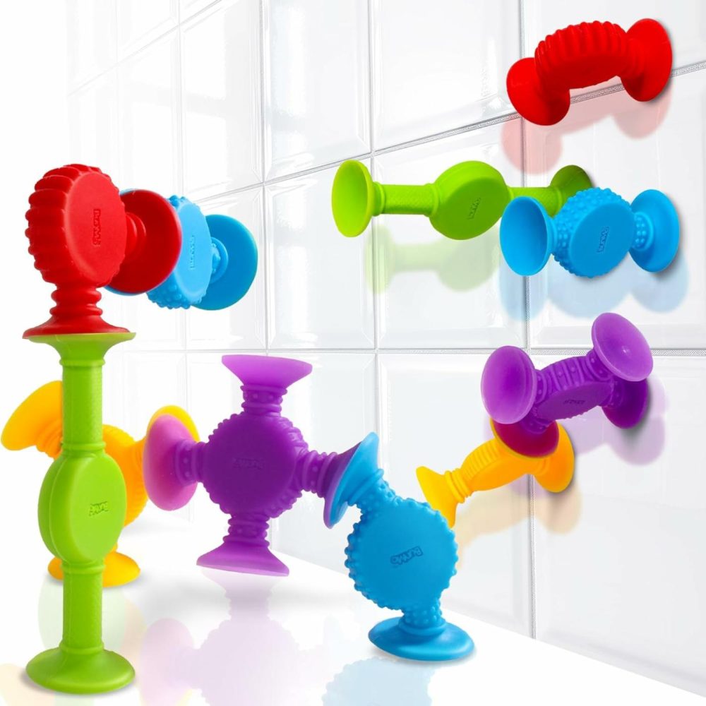 Suction Bath Toys | Connect  Build  Create | No Mold Bath Toy | Hours Of Fun & Creativity | Fine Motor Skills | Stimulating & Addictive Sensory Suction Toy | No Hole Bath Toy | Textured 10 Pack  |  Bath Toys All Toys Bath Toys