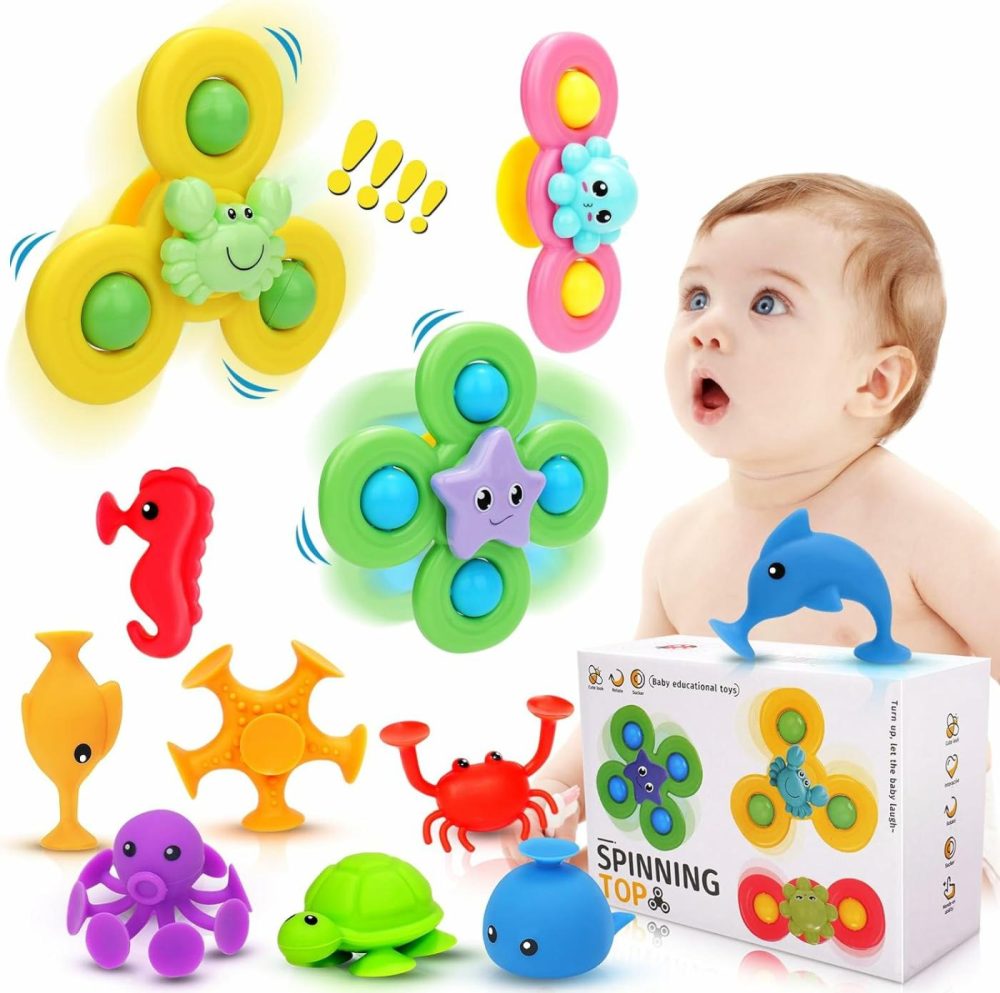 Suction Cup Spinner Toy For Baby – 11 Pcs Window Toys For Toddlers 1-3 Year Old  Airplane Car Travel Baby Spinning Toys For Babies  Suction Bath Toys For 1-2 Year Old  |  Bath Toys All Toys Bath Toys