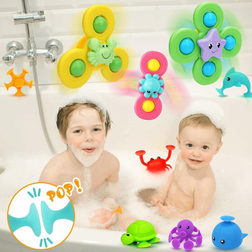 Suction Cup Spinner Toy For Baby – 11 Pcs Window Toys For Toddlers 1-3 Year Old  Airplane Car Travel Baby Spinning Toys For Babies  Suction Bath Toys For 1-2 Year Old  |  Bath Toys All Toys Bath Toys