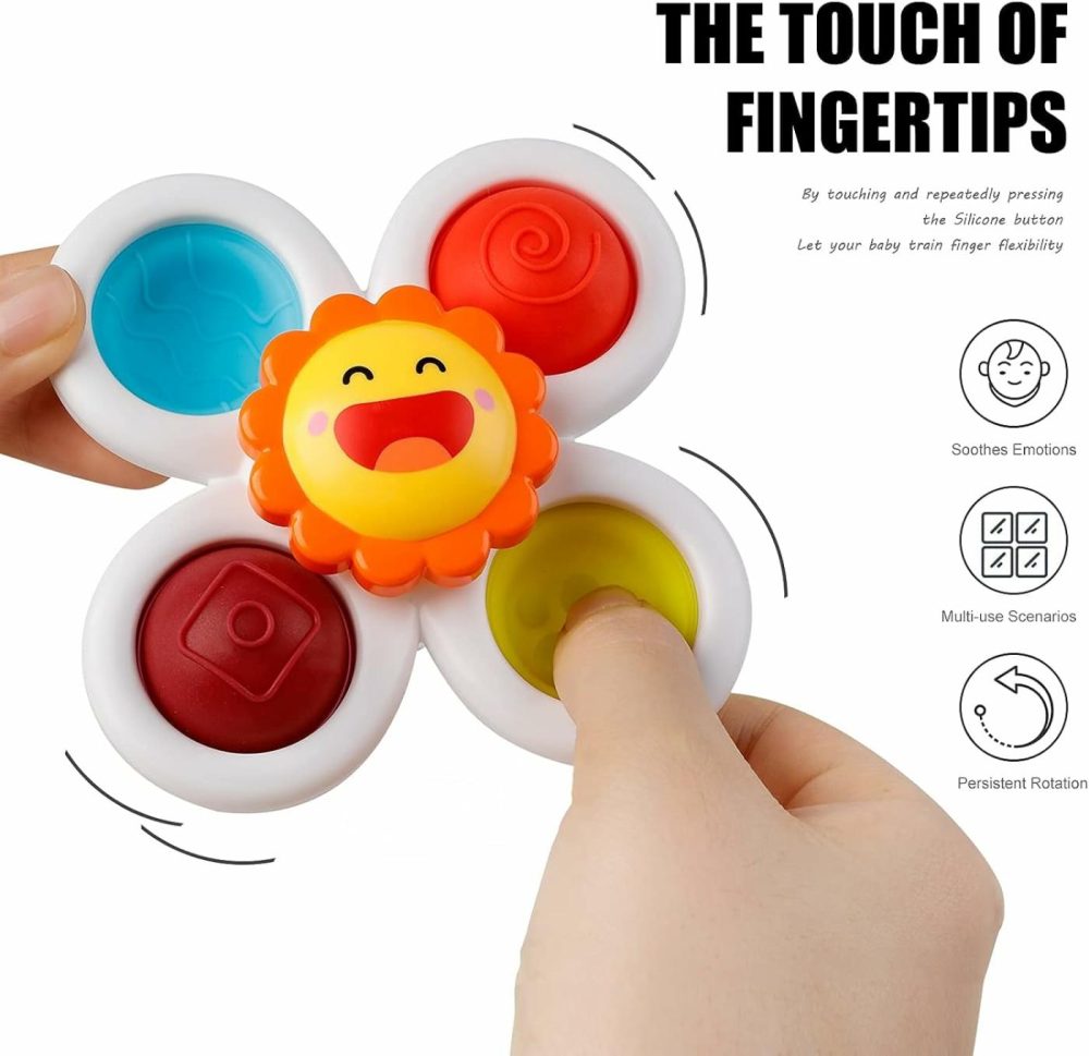 Suction Cup Spinner Toys: 3Pcs Kids Spinning Top Toys Baby Dimple Toy Sensory Toys Fidget Spinners Suction Cup Babies Bath Toys Gift Toys For Toddlers (3 Pcs)  |  Spinning Tops All Toys Spinning Tops